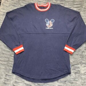 Spirit Jersey DIsneyland USA Americana Flag Blue Long Sleeve Shirt Adult sz S